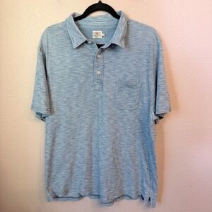 Faherty Brand Mens XL Indigo Dyed Slub Cotton Short Sleeve Polo Shirt Blue